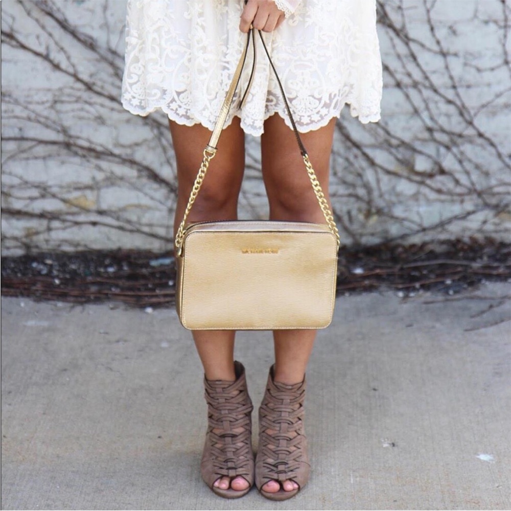 Michael Kors Gold Saffiano Crossbody Bag